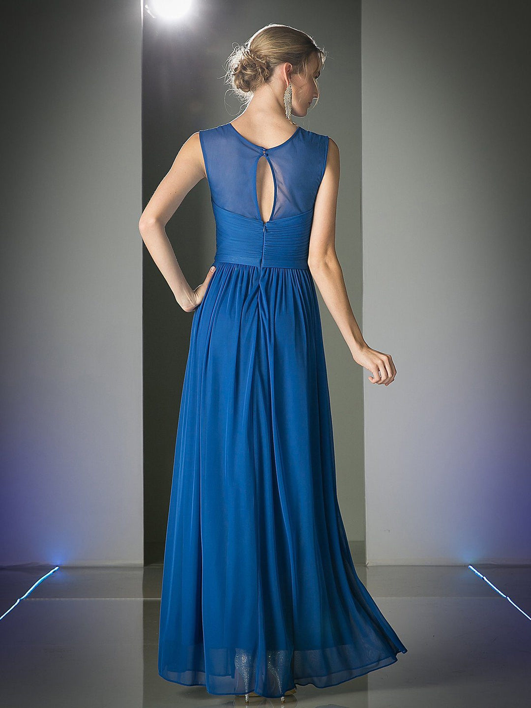 Long Sleeveless Twist Front Dress by Cinderella Divine 3858-Long Formal Dresses-ABC Fashion