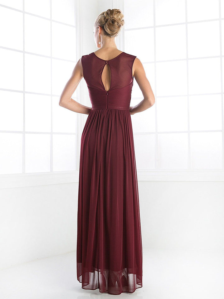 Long Sleeveless Twist Front Dress by Cinderella Divine 3858-Long Formal Dresses-ABC Fashion