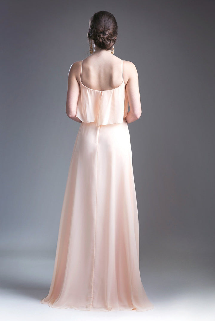Long Strap Dress with Flounce Bodice by Cinderella Divine 13010-Long Formal Dresses-ABC Fashion