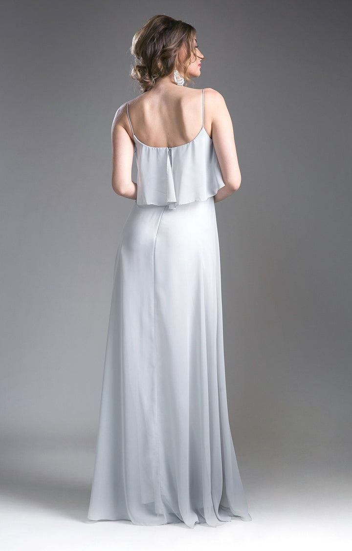 Long Strap Dress with Flounce Bodice by Cinderella Divine 13010-Long Formal Dresses-ABC Fashion