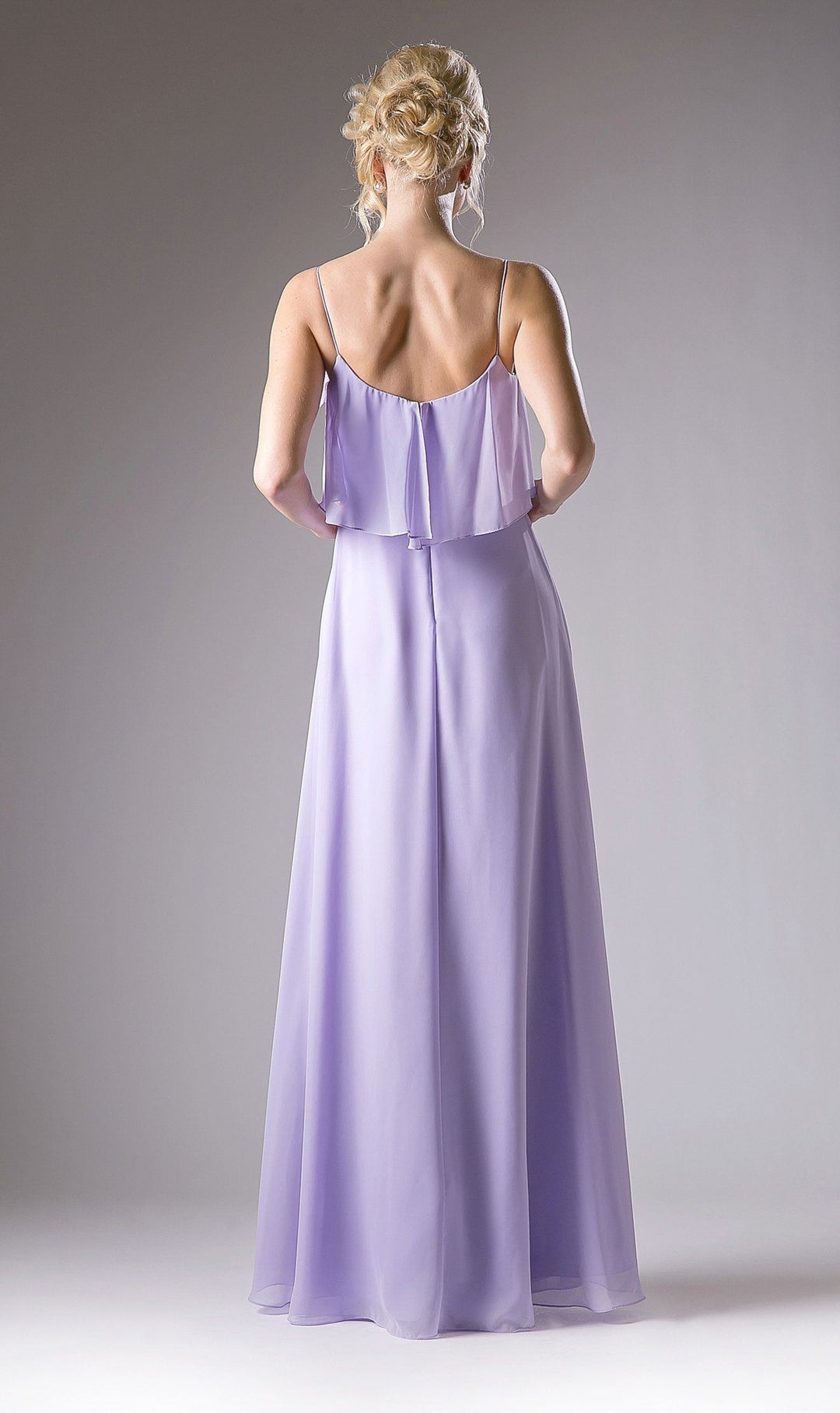 Long Strap Dress with Flounce Bodice by Cinderella Divine 13010-Long Formal Dresses-ABC Fashion