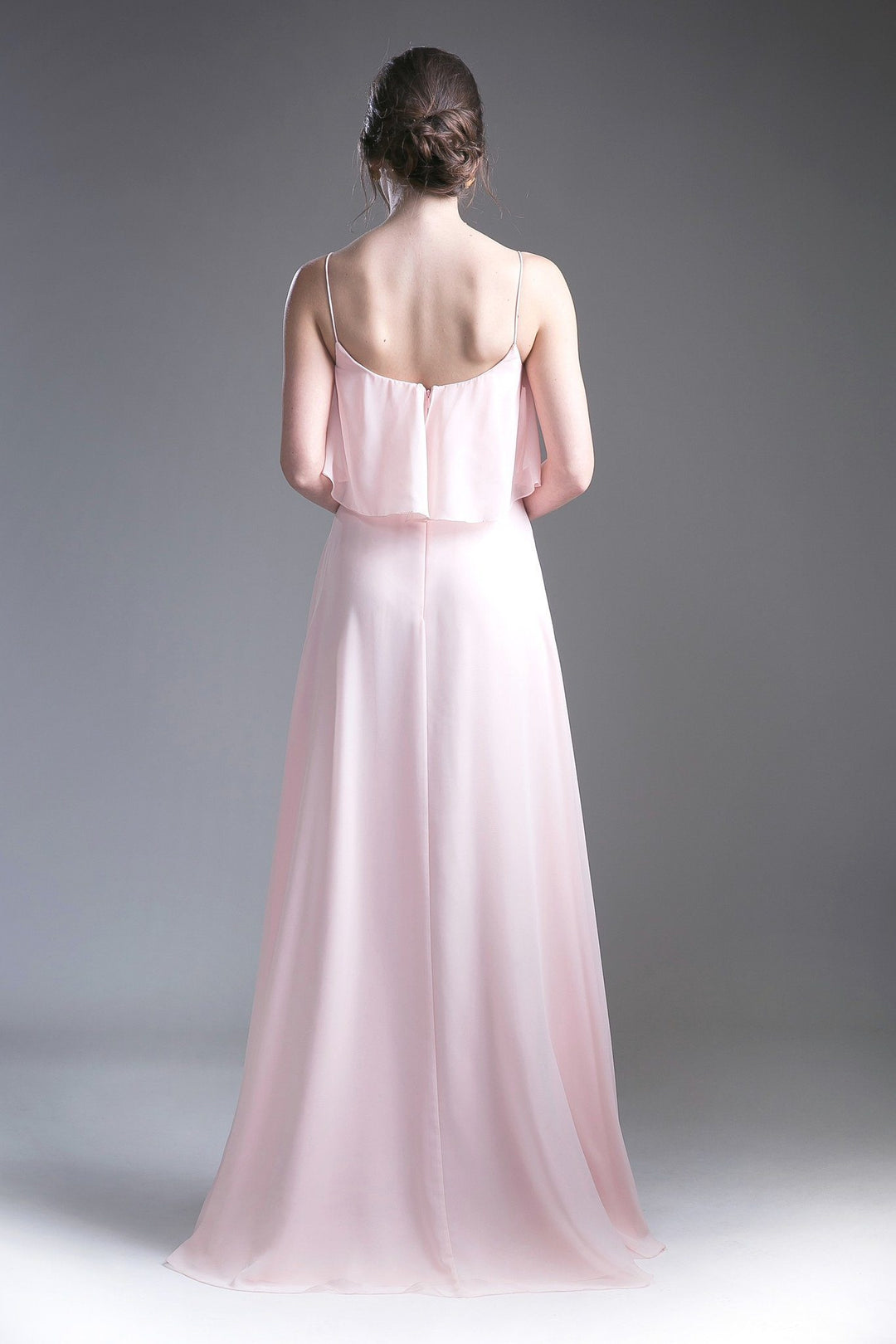 Long Strap Dress with Flounce Bodice by Cinderella Divine 13010-Long Formal Dresses-ABC Fashion