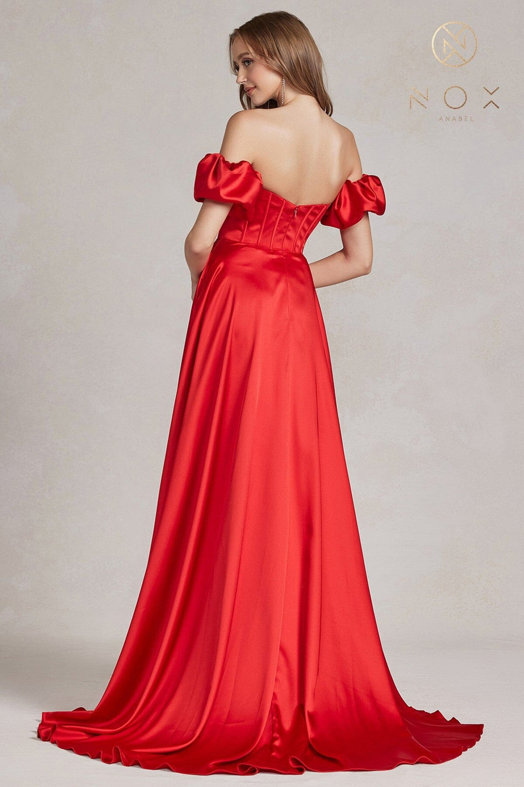 Long Strapless A-line Slit Dress by Nox Anabel K1122