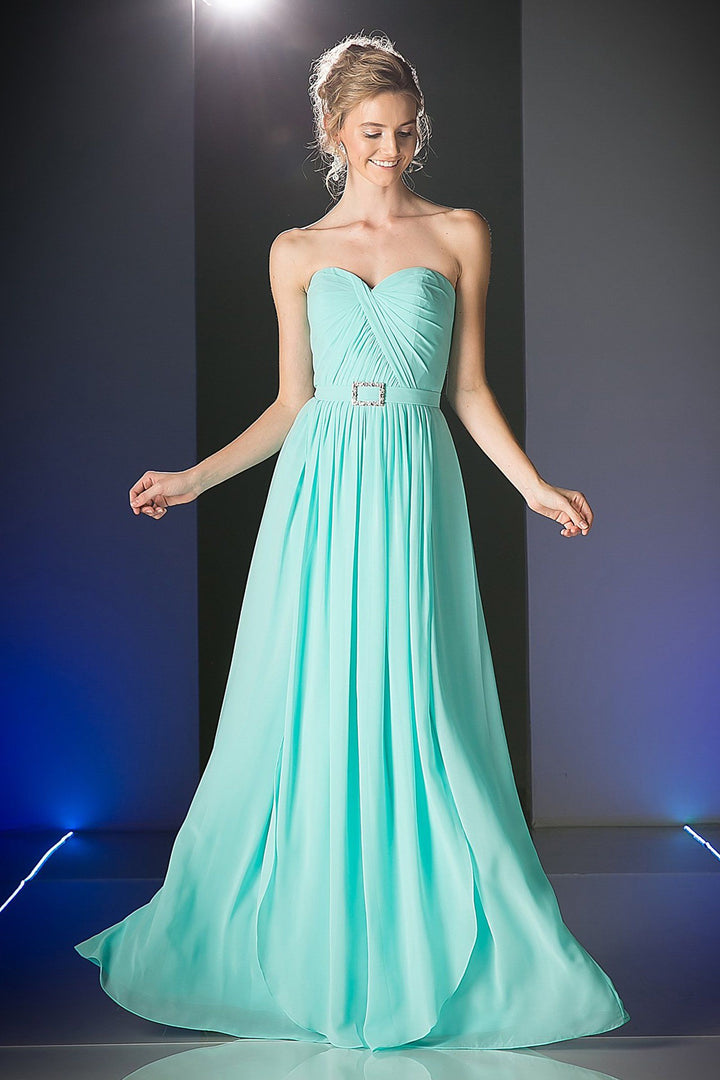 Long Strapless Chiffon A-line Dress by Cinderella Divine C7460-Long Formal Dresses-ABC Fashion