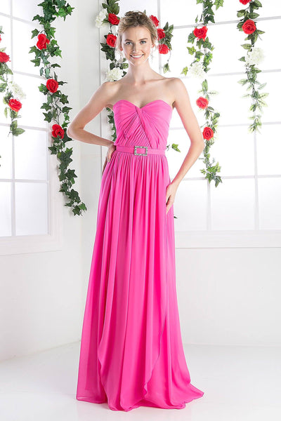Long Strapless Chiffon A-line Dress by Cinderella Divine C7460-Long Formal Dresses-ABC Fashion