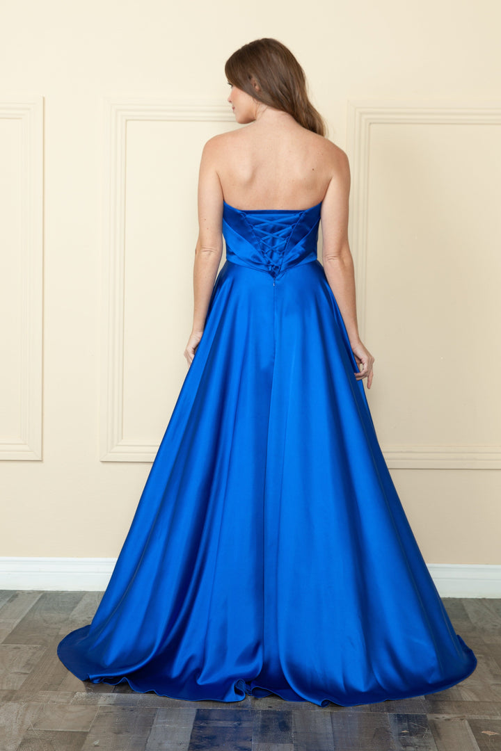 Long Strapless Satin Dress by Poly USA 9188