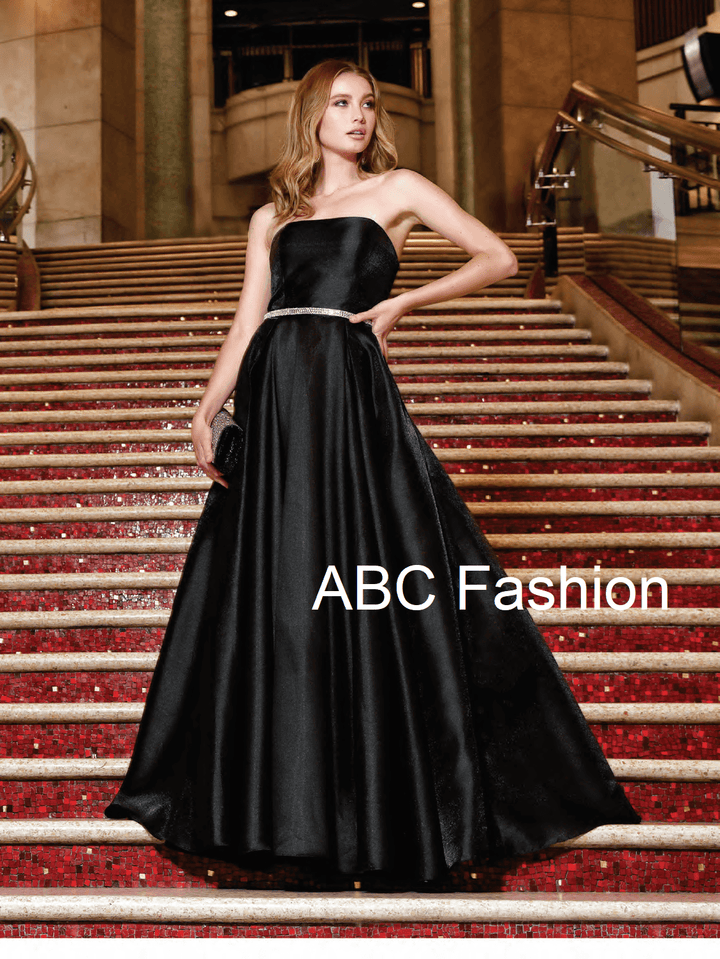 Long Strapless Satin Dress with Corset Back by Nox Anabel Y154-Long Formal Dresses-ABC Fashion