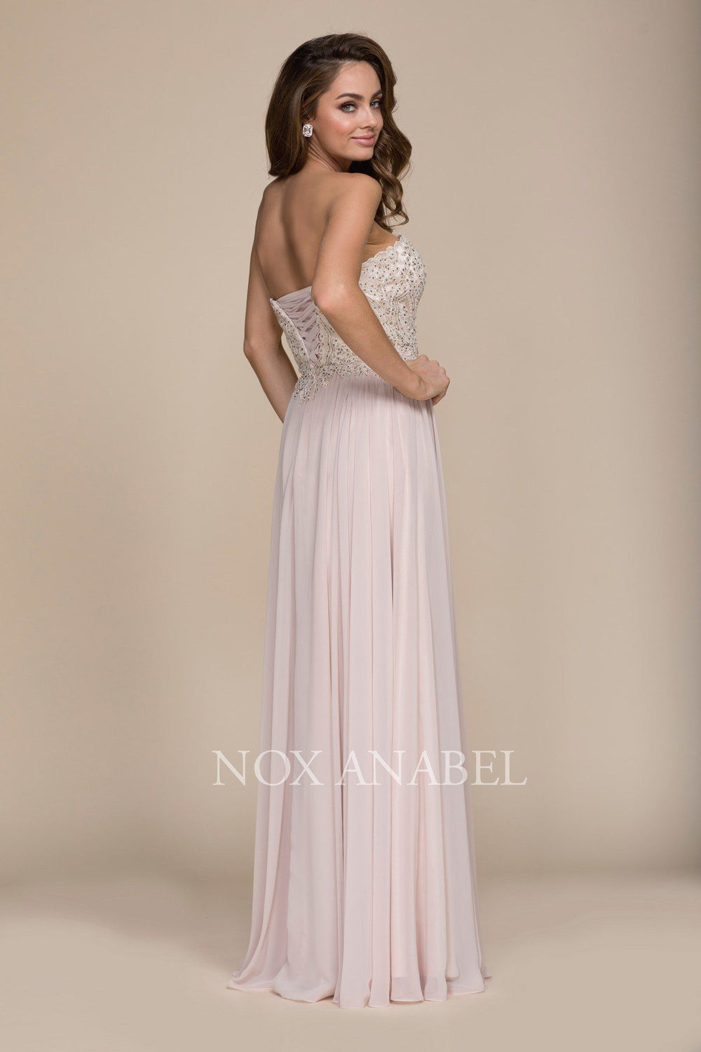 Long Strapless Sweetheart Dress with Corset Back by Nox Anabel B045-Long Formal Dresses-ABC Fashion