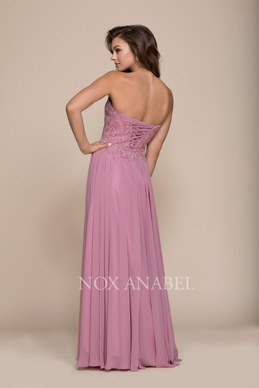 Long Strapless Sweetheart Dress with Corset Back by Nox Anabel B045-Long Formal Dresses-ABC Fashion