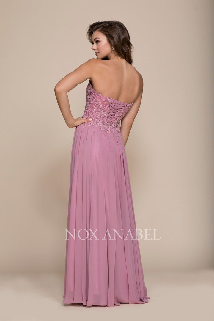 Long Strapless Sweetheart Dress with Corset Back by Nox Anabel B045-Long Formal Dresses-ABC Fashion