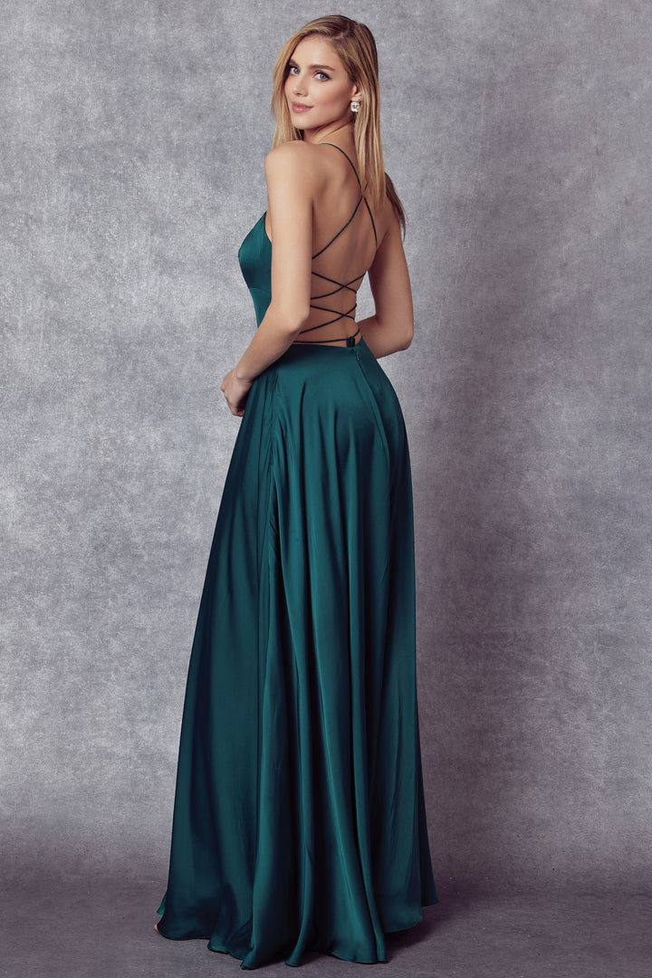 Long Strappy Back Square Neck Dress by Juliet 278