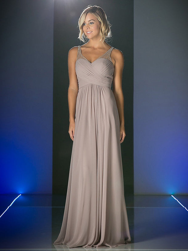 Ruched Long Sleeveless Dress by Cinderella Divine CJ214 – ABC Fashion