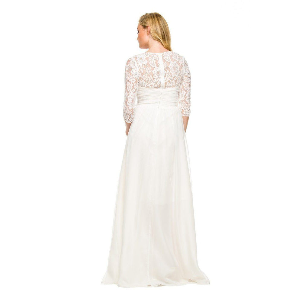 Long Sweetheart Ruched Dress with Lace Sleeves by Nox Anabel 5118-Long Formal Dresses-ABC Fashion