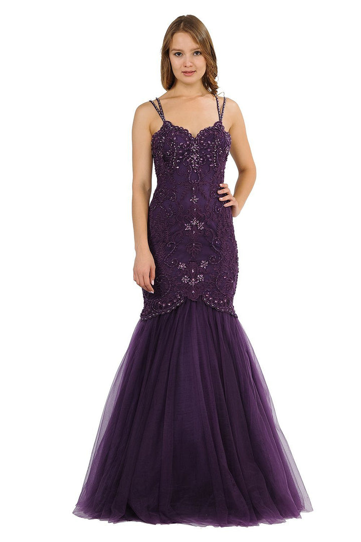 Long Trumpet Dress with Embellished Bodice by Poly USA 8352-Long Formal Dresses-ABC Fashion