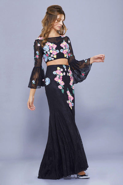 Long Two Piece Dress with Embroidered Lace by Nox Anabel 8288-Long Formal Dresses-ABC Fashion