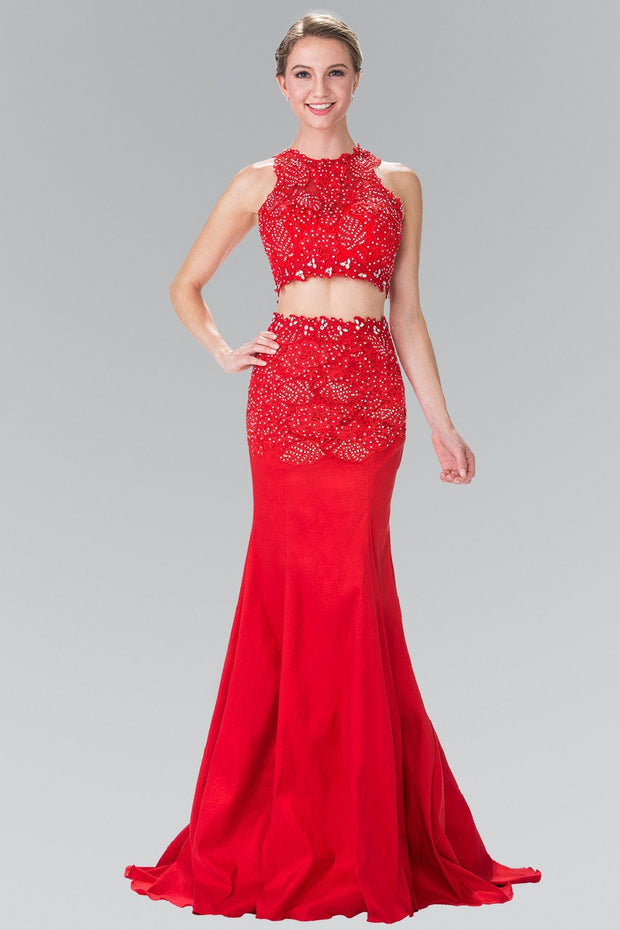 Long Two-Piece Dress with Lace Embroidery by Elizabeth K GL2291-Long Formal Dresses-ABC Fashion