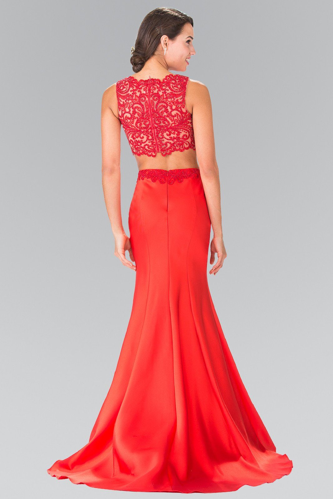 Long Two-Piece Dress with Lace Top by Elizabeth K GL2281-Long Formal Dresses-ABC Fashion