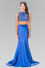 Long Two-Piece Dress with Lace Top by Elizabeth K GL2281-Long Formal Dresses-ABC Fashion