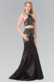 Long Two-Piece Floral Embroidered Dress by Elizabeth K GL2260-Long Formal Dresses-ABC Fashion