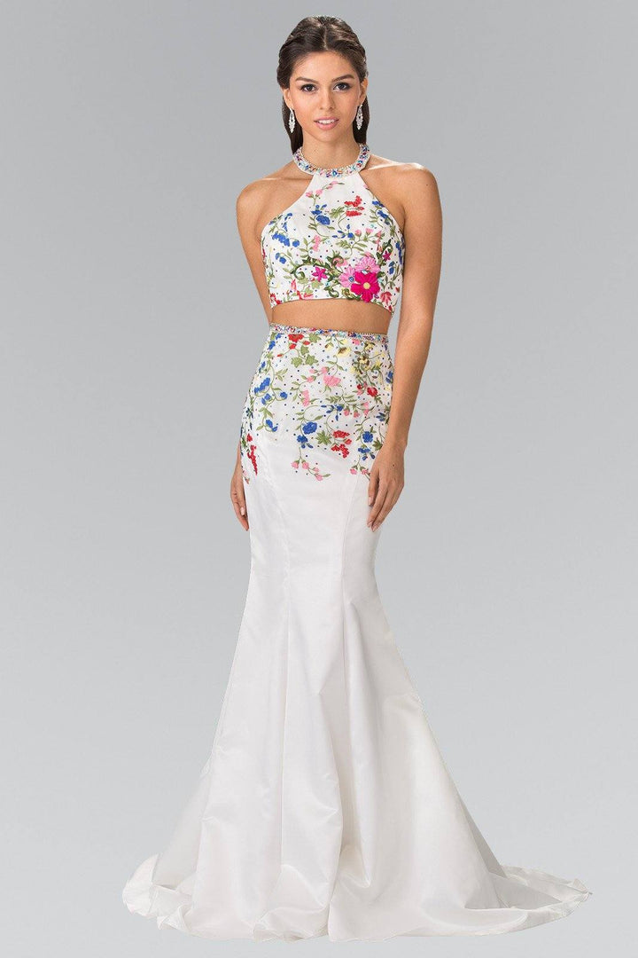 Long Two-Piece Floral Embroidered Dress by Elizabeth K GL2260-Long Formal Dresses-ABC Fashion