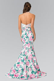 Long Two-Piece Floral Print Halter Dress by Elizabeth K GL2259-Long Formal Dresses-ABC Fashion