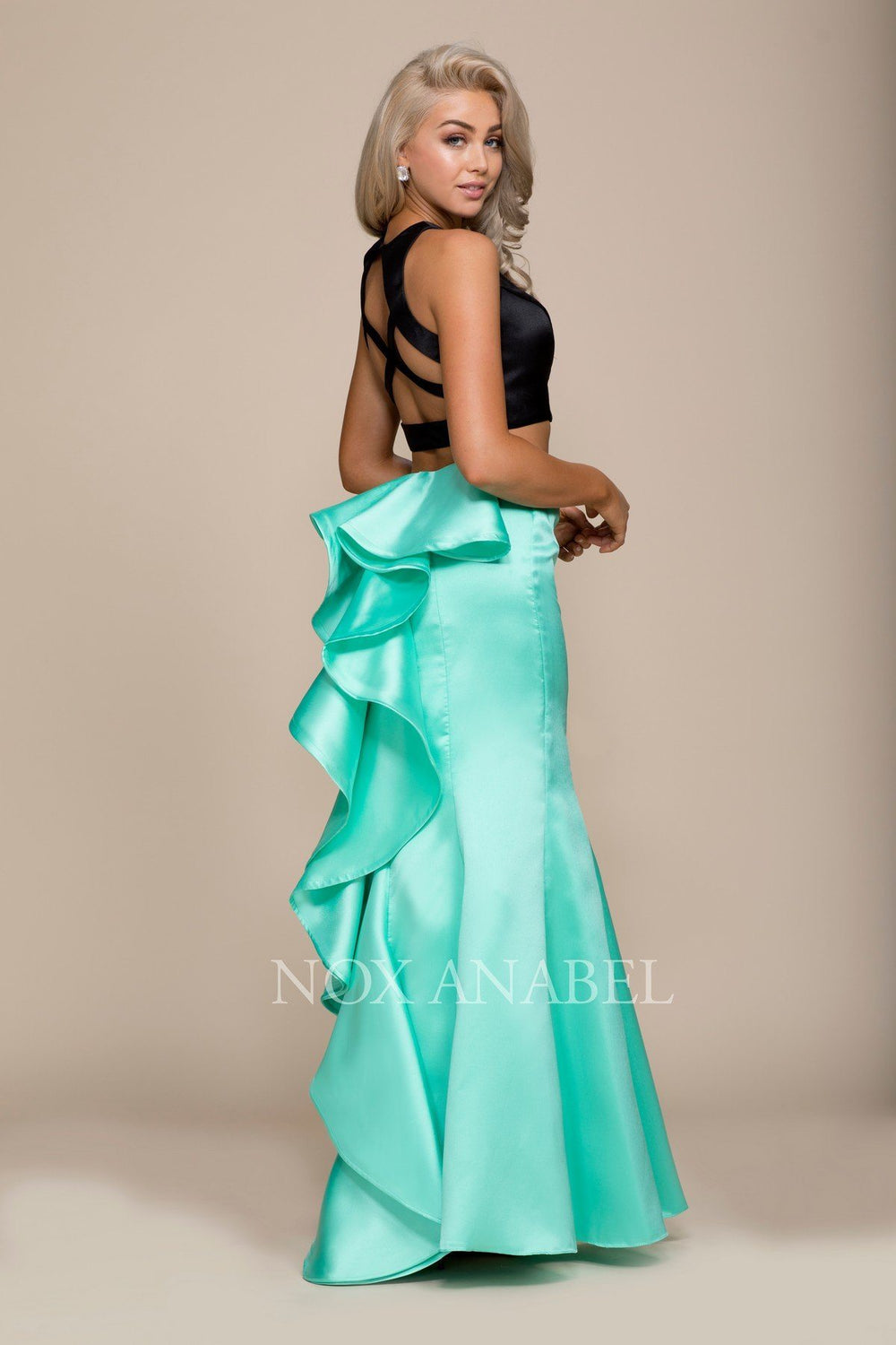 Long Two-Piece Mermaid Dress by Nox Anabel 8292-Long Formal Dresses-ABC Fashion