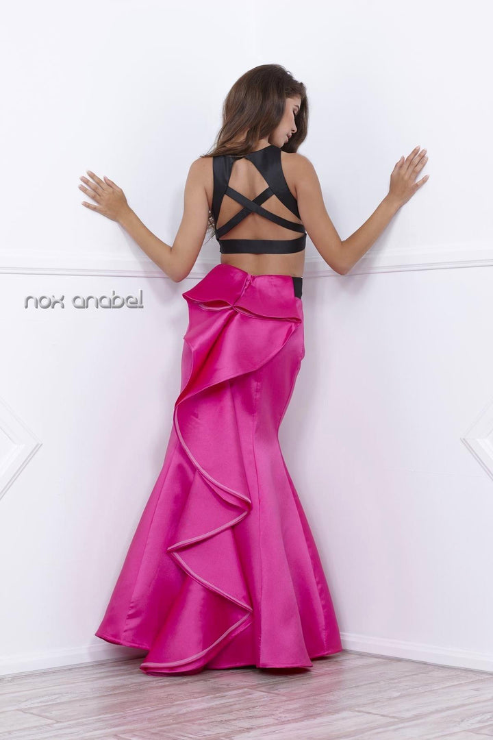 Long Two-Piece Mermaid Dress by Nox Anabel 8292-Long Formal Dresses-ABC Fashion