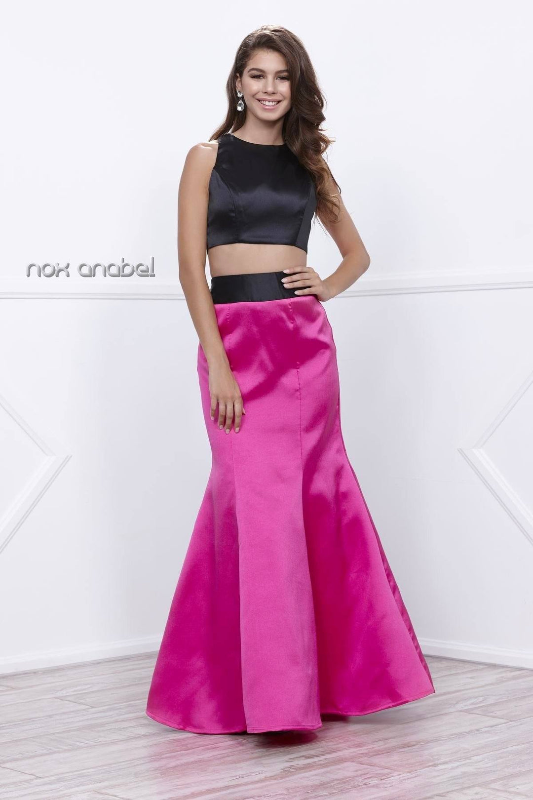 Long Two-Piece Mermaid Dress by Nox Anabel 8292-Long Formal Dresses-ABC Fashion