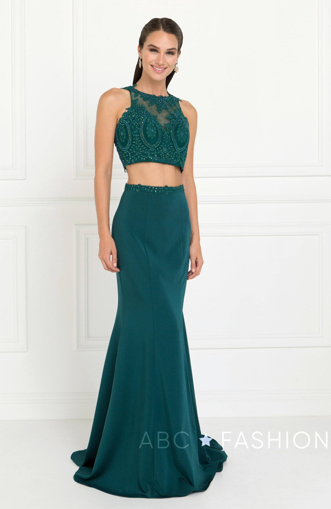 Long Two-Piece Mermaid Dress with Back Cutout by Elizabeth K GL2419-Long Formal Dresses-ABC Fashion