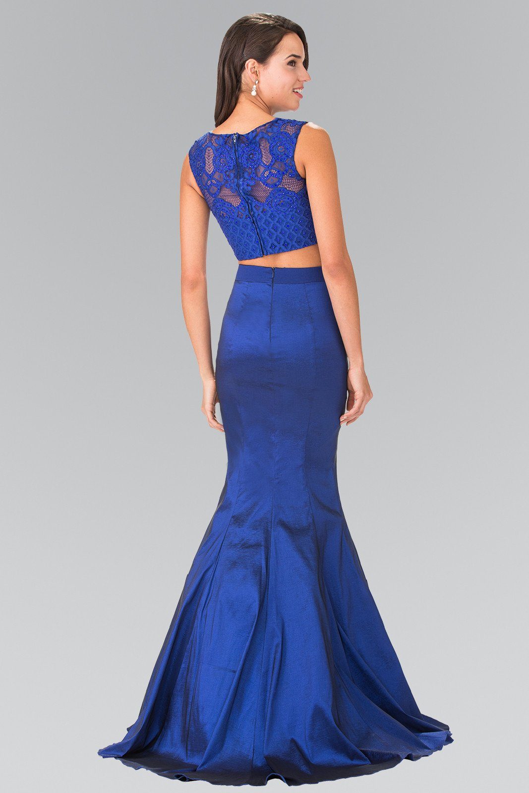 Long Two-Piece Mermaid Dress with Lace Top by Elizabeth K GL2354 2XL / Navy Blue Long Two-Piece Mermaid Dress with Lace Top by Elizabeth K GL2354 2XL / Navy Blue