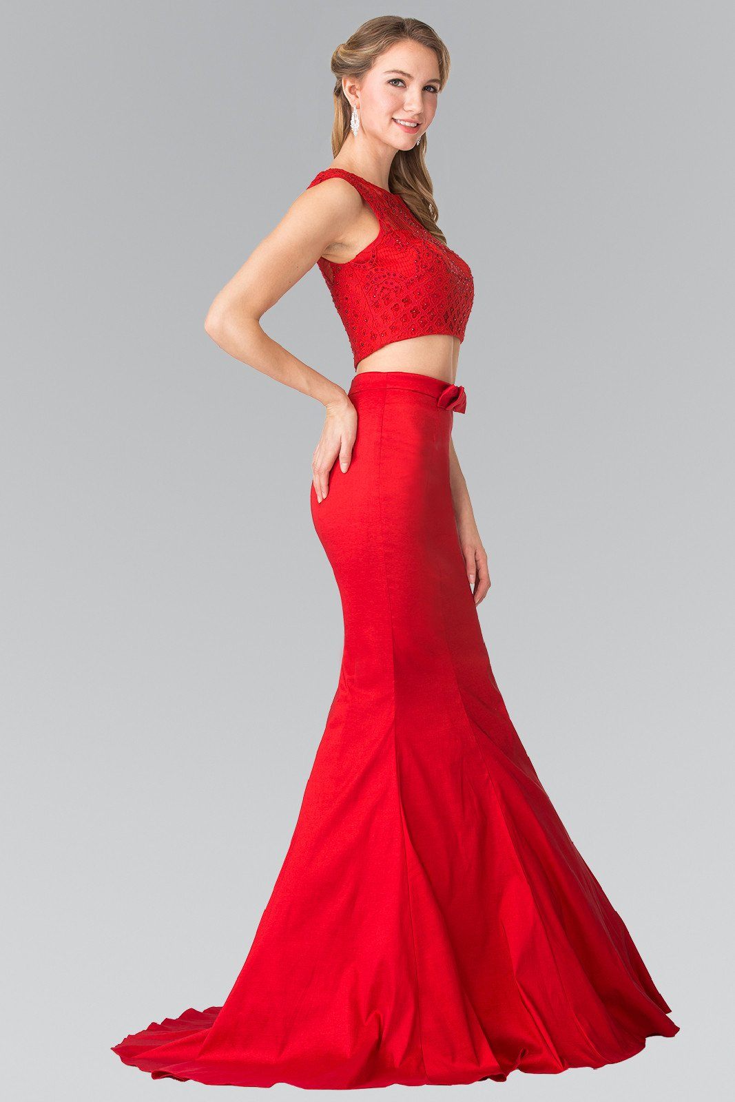 Long Two-Piece Mermaid Dress with Lace Top by Elizabeth K GL2354-Long Formal Dresses-ABC Fashion