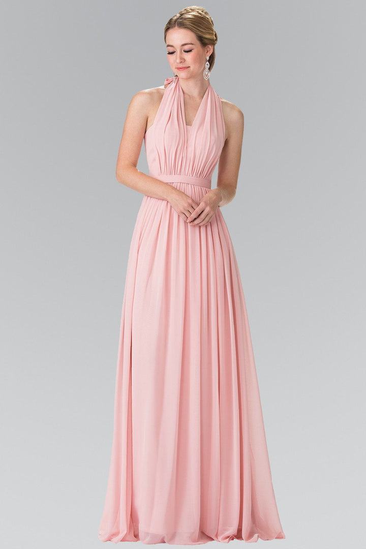 Long V-Neck Chiffon Halter Dress by Elizabeth K GL2362-Long Formal Dresses-ABC Fashion