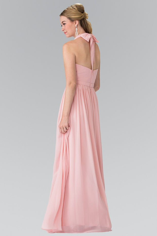 Long V-Neck Chiffon Halter Dress by Elizabeth K GL2362-Long Formal Dresses-ABC Fashion