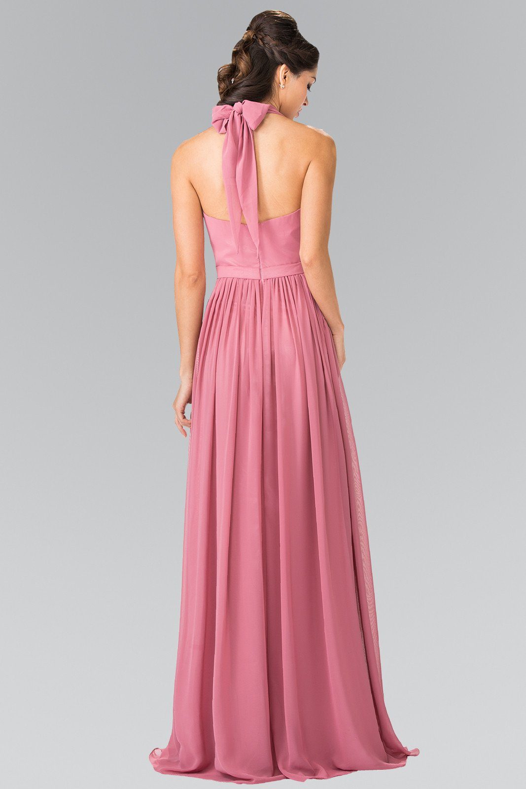 Long V-Neck Chiffon Halter Dress by Elizabeth K GL2362-Long Formal Dresses-ABC Fashion