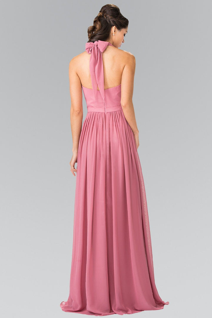 Long V-Neck Chiffon Halter Dress by Elizabeth K GL2362-Long Formal Dresses-ABC Fashion