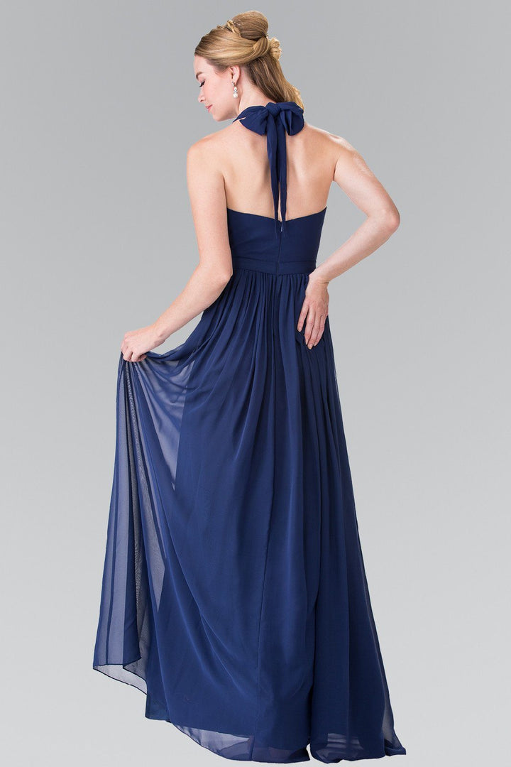 Long V-Neck Chiffon Halter Dress by Elizabeth K GL2362-Long Formal Dresses-ABC Fashion