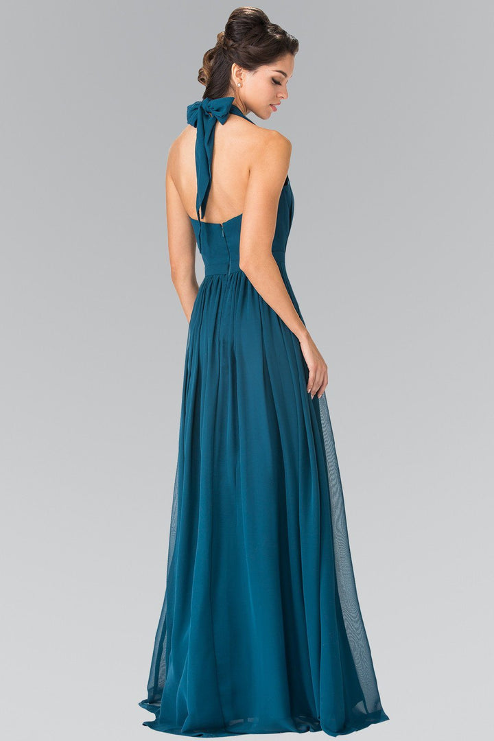 Long V-Neck Chiffon Halter Dress by Elizabeth K GL2362-Long Formal Dresses-ABC Fashion