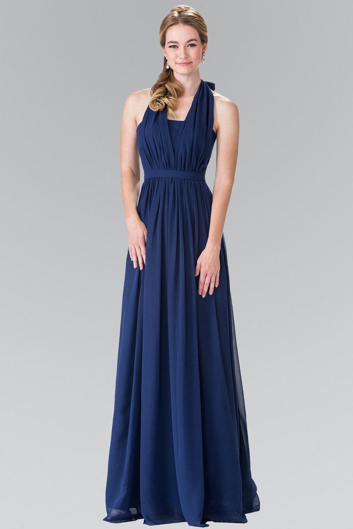 Long V-Neck Chiffon Halter Dress by Elizabeth K GL2362-Long Formal Dresses-ABC Fashion