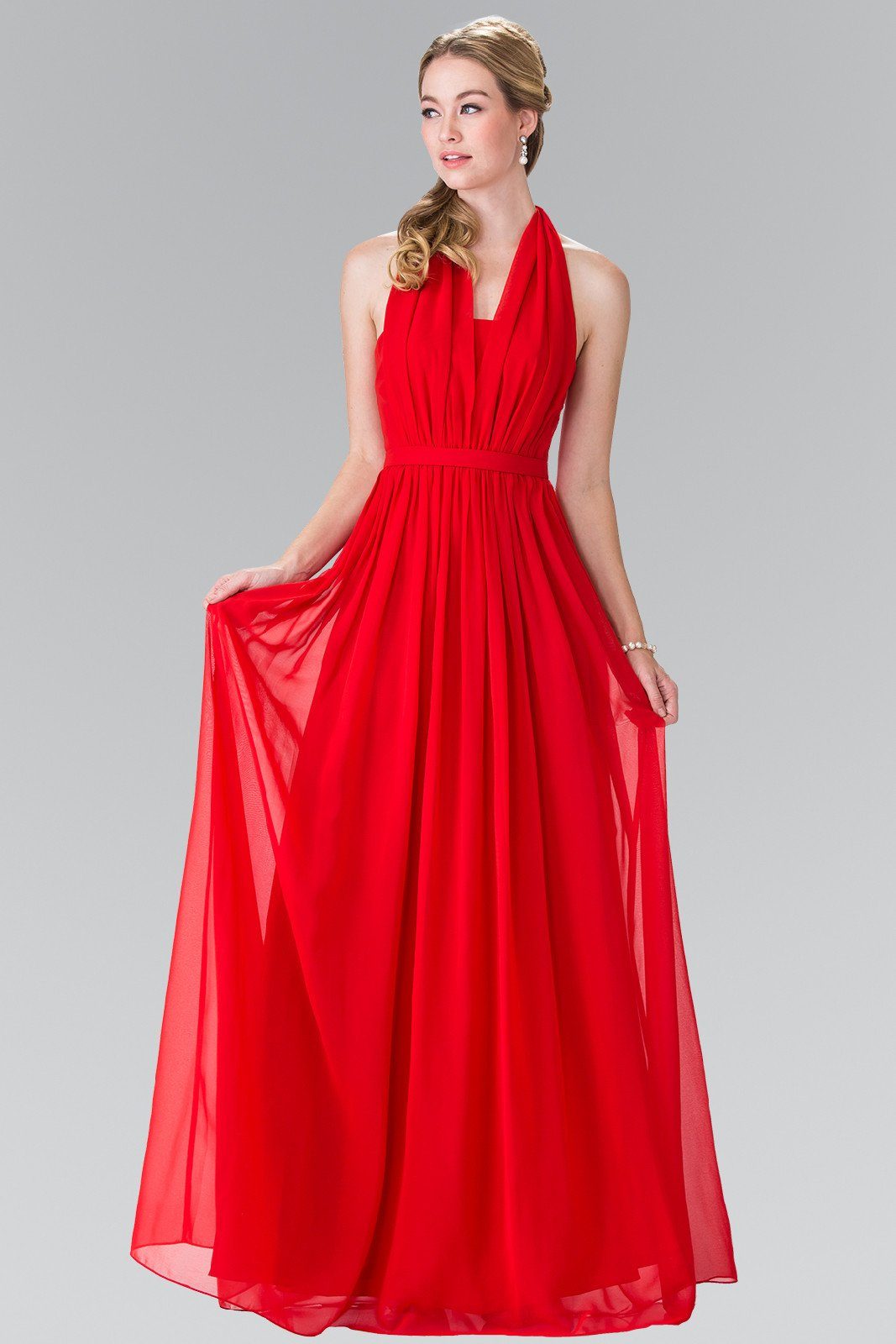 Long V-Neck Chiffon Halter Dress by Elizabeth K GL2362-Long Formal Dresses-ABC Fashion