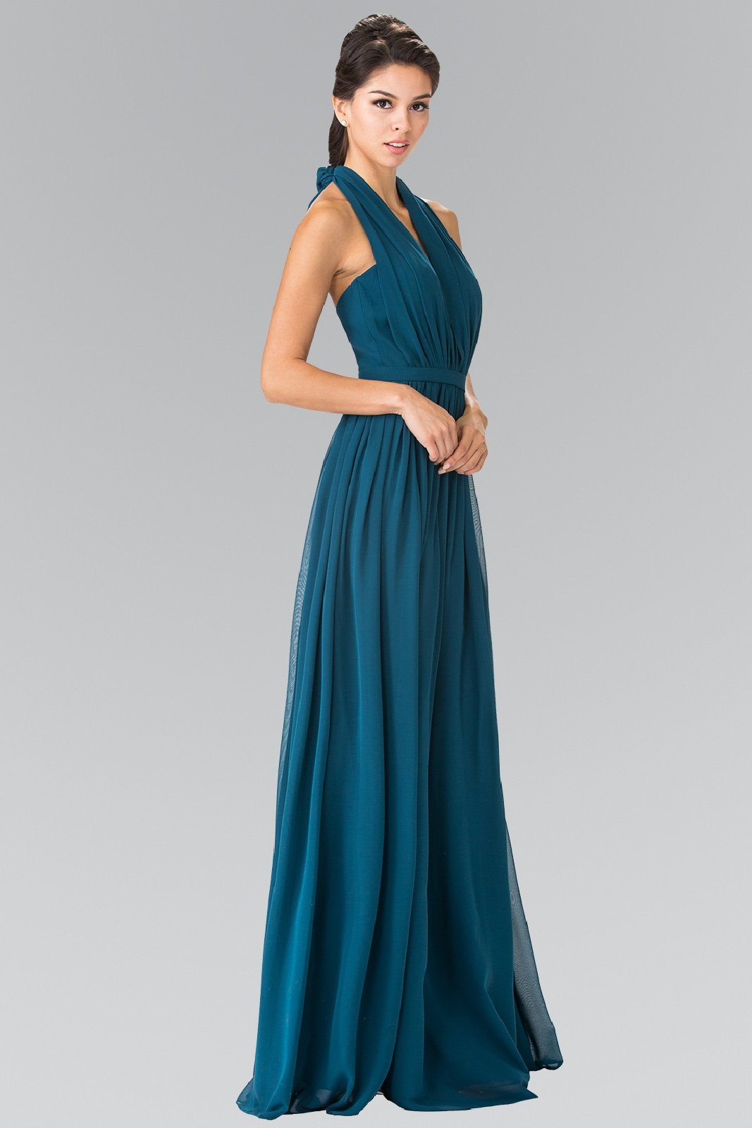 Long V-Neck Chiffon Halter Dress by Elizabeth K GL2362-Long Formal Dresses-ABC Fashion