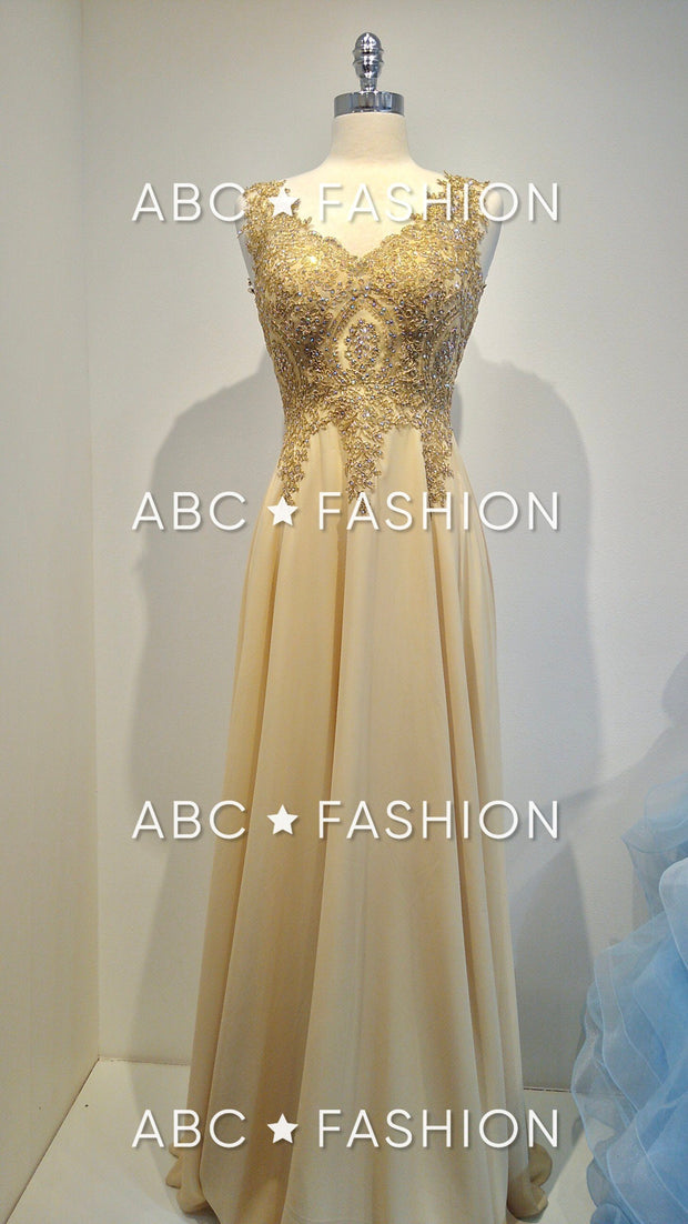 Long V-Neck Dress with Lace Appliques by Elizabeth K GL2311-Long Formal Dresses-ABC Fashion