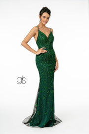 Long V-Neck Glitter Mermaid Dress by Elizabeth K GL2917