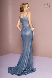 Long V-Neck Glitter Mermaid Dress with Train by Elizabeth K GL2578-Long Formal Dresses-ABC Fashion