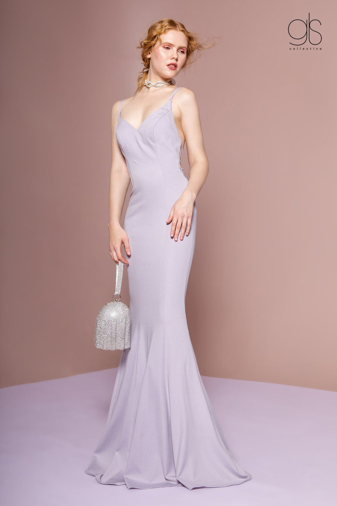 Long V-Neck Jersey Dress with Strappy Back by Elizabeth K GL2696-Long Formal Dresses-ABC Fashion