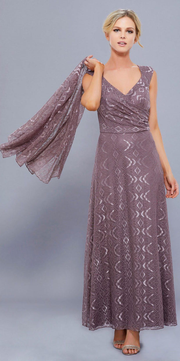 Long V Neck Lace Dress with Jacket by Nox Anabel 5140-Long Formal Dresses-ABC Fashion