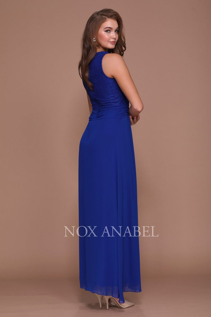 Long V Neck Lace Dress with Jacket by Nox Anabel 5140-Long Formal Dresses-ABC Fashion