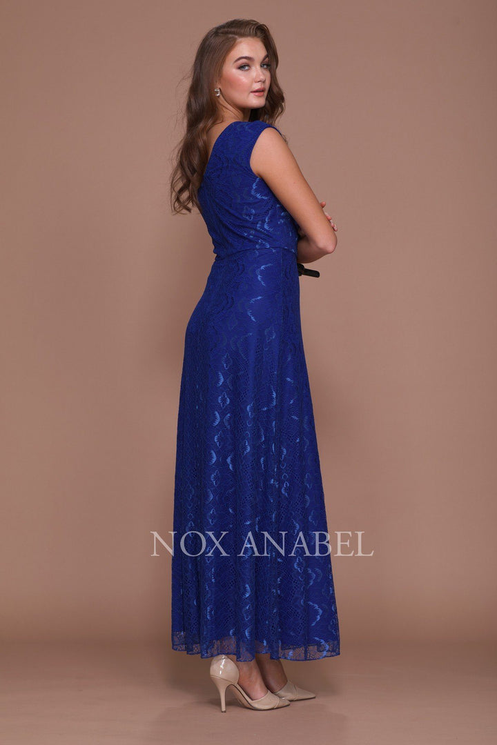 Long V Neck Lace Dress with Jacket by Nox Anabel 5140-Long Formal Dresses-ABC Fashion