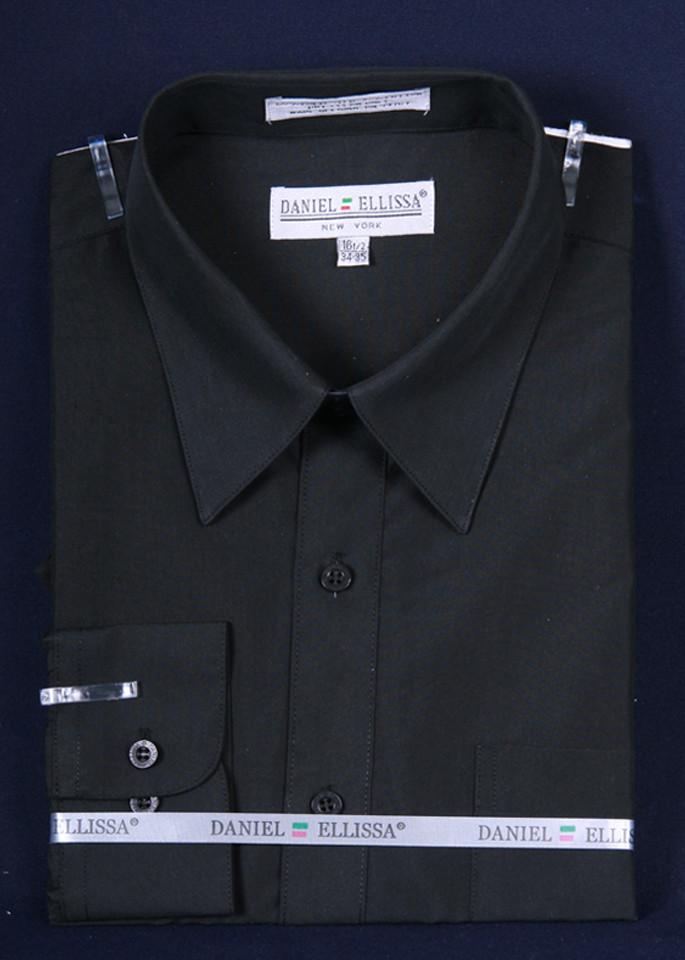 Men's Black Long Sleeve Dress Shirt-Men's Dress Shirts-ABC Fashion