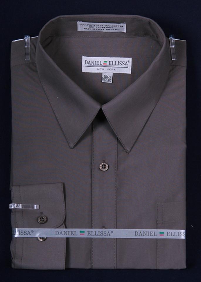Men's Charcoal Long Sleeve Dress Shirt-Men's Dress Shirts-ABC Fashion