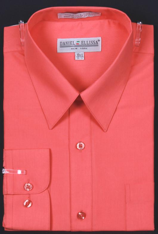 Men's Coral Long Sleeve Dress Shirt – ABC Fashion